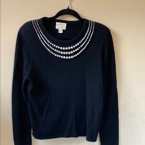 Fancy Black Sweater with Pearl Detailing